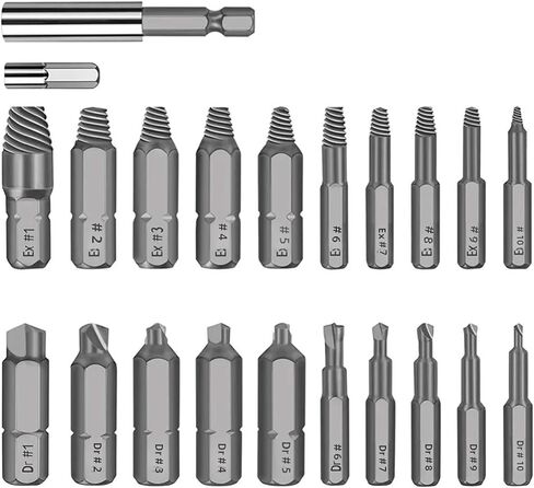 22Pcs Damaged Screw Extractor Remover Drill Bit Extractor Set in Saudi Arabia