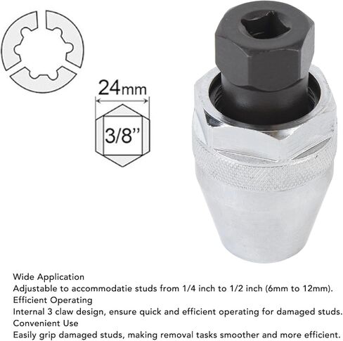 Damaged Bolt and Stud Extractor Tool, 3/8in Interface Stripped Screw Removal Tool for Broken Rounded Off Painted Over Rusted Tight Bolts in Saudi Arabia