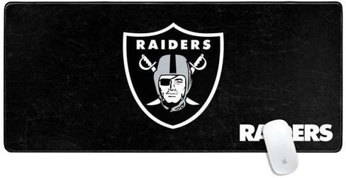 Skinit Large Gaming Mouse Pad - Officially Licensed Las Vegas Raiders Distressed Design with Stitched Edges, Waterproof, Non-Slip Rubber Base, Desk Mat for Keyboard & Mouse, 31.5" x 11.8" inches in Saudi Arabia