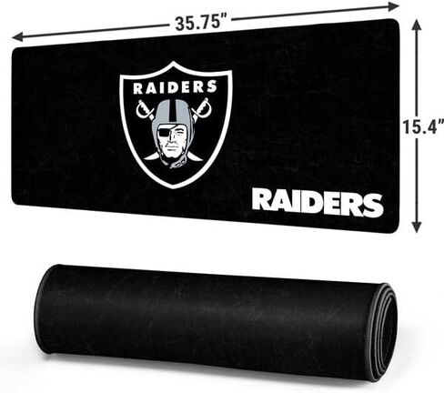 Skinit Large Gaming Mouse Pad - Officially Licensed Las Vegas Raiders Distressed Design with Stitched Edges, Waterproof, Non-Slip Rubber Base, Desk Mat for Keyboard & Mouse, 31.5" x 11.8" inches in Saudi Arabia