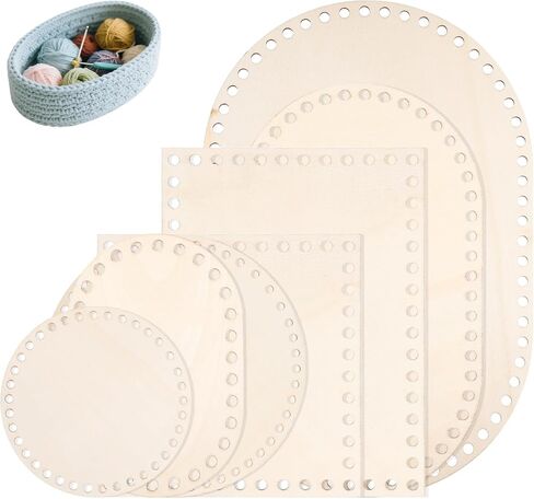 5 Pcs Wooden Basket Bottom for Crocheting, 5 Sizes Wooden Round Oval Blank Solid Crochet Basket Base for DIY Basket - Weaving Supplies, Home Decoration in Kuwait