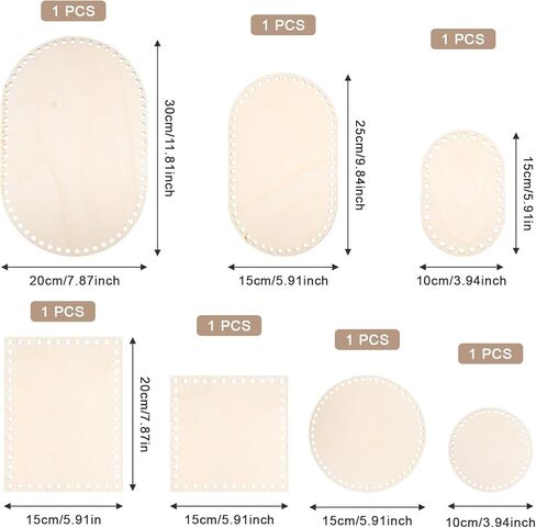 5 Pcs Wooden Basket Bottom for Crocheting, 5 Sizes Wooden Round Oval Blank Solid Crochet Basket Base for DIY Basket - Weaving Supplies, Home Decoration in Kuwait