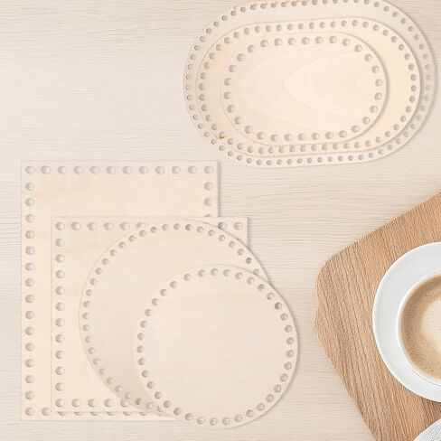 5 Pcs Wooden Basket Bottom for Crocheting, 5 Sizes Wooden Round Oval Blank Solid Crochet Basket Base for DIY Basket - Weaving Supplies, Home Decoration in Kuwait