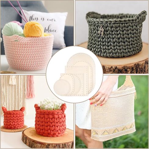 5 Pcs Wooden Basket Bottom for Crocheting, 5 Sizes Wooden Round Oval Blank Solid Crochet Basket Base for DIY Basket - Weaving Supplies, Home Decoration in Kuwait