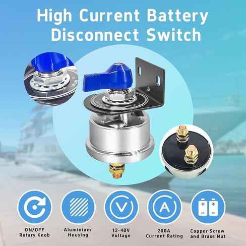 High Current Battery Disconnect Switch 200A,12-48V Battery Power Cut Off Isolator Switch with Face Plate for Car Yacht ATV RV Truck(Red) in Saudi Arabia