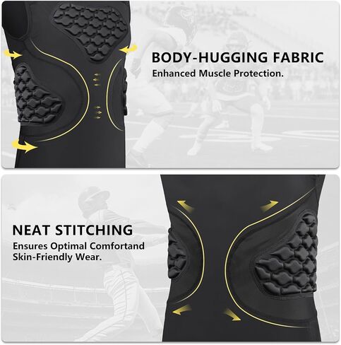 Men's Padded Compression Shirt - Football Rib Protector with EVA Foam Padding, Chest & Back Protection for Football, Rugby, Basketball, Baseball Breathable Impact Dispersion in Kuwait