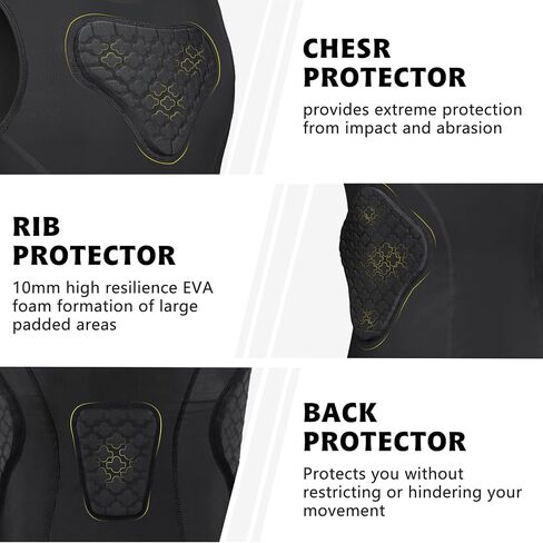 Youth Rib Protector Padded Football Chest Baseball Youth Padded Compression Shirt for Shoulder Heart Guard in Saudi Arabia