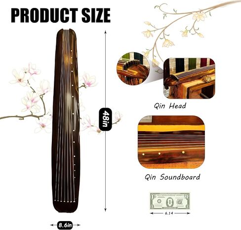 أداة الصينية Gu Qin ، أداة صينية ، Guqin ، Qin ، خشب المسن يدويًا ، صوت حرفي 20 عامًا ، صوت طبيعي in Saudi Arabia