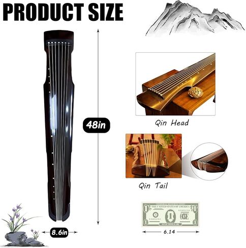 أداة الصينية Gu Qin ، أداة صينية ، Guqin ، Qin ، خشب المسن يدويًا ، صوت حرفي 20 عامًا ، صوت طبيعي in Saudi Arabia