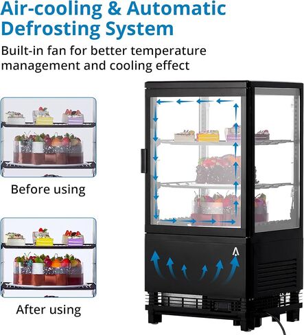 علبة عرض الثلاجة التجارية ، 2.1 متر مكعب. قدم. شاشة المعجنات المبردة مع الباب الزجاجي المقسى ، شاشة المعجنات كونترتوب الثلاجة ، إضاءة LED ، أرفف قابلة للتعديل ، أسود in Kuwait