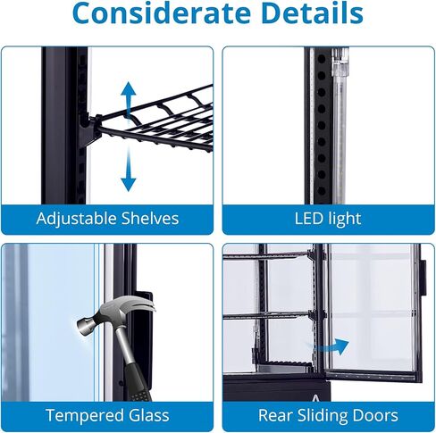 علبة عرض الثلاجة التجارية ، 2.1 متر مكعب. قدم. شاشة المعجنات المبردة مع الباب الزجاجي المقسى ، شاشة المعجنات كونترتوب الثلاجة ، إضاءة LED ، أرفف قابلة للتعديل ، أسود in Kuwait
