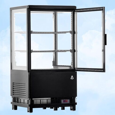 علبة عرض الثلاجة التجارية ، 2.1 متر مكعب. قدم. شاشة المعجنات المبردة مع الباب الزجاجي المقسى ، شاشة المعجنات كونترتوب الثلاجة ، إضاءة LED ، أرفف قابلة للتعديل ، أسود in Kuwait