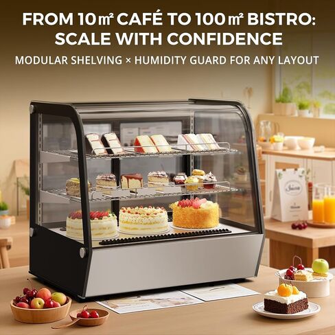 ثلاجة شاشة العرض المبردة كونترتوب 4.24 قدمًا-برودة كعكة زجاجية مع إضاءة LED ، ترموستات رقمية ، نظام مبرد بالهواء ، 3 أرفف كروم-من الفولاذ الأسود واللاشتعال in Kuwait