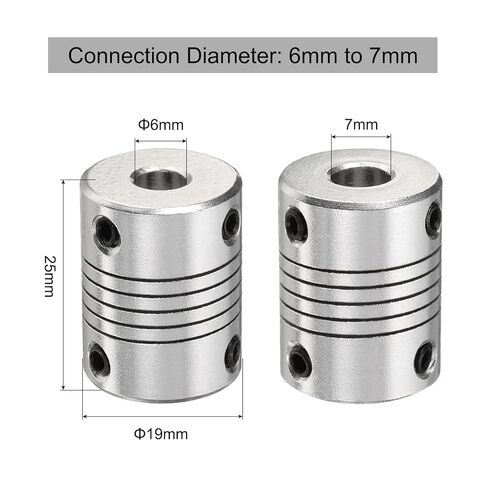 uxcell 5 Pcs Aluminum Alloy Shaft Coupling 6mm to 7mm, Flexible Coupling Motor Connector Joint, Stepper Motor Coupler for CNC Machine & 3D Printer (L25xD19) in Saudi Arabia