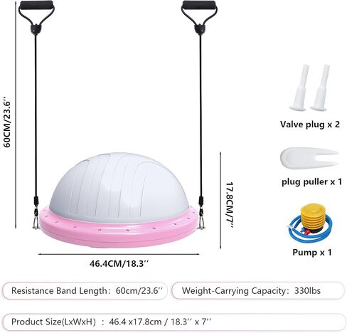 ZPZ Half Balance Ball Trainer ، تمرينات محمولة قابلة للنفخ قابلة للنفخ كرة الثبات مع لعبة التوازن القائمة على التطبيق ، نطاقات المقاومة بيلاتيس ، مضخة القدم ، قاعدة غير قابلة للانزلاق للتدريبات الكاملة للجسم ، صالة الألعاب الرياضية المنزلية وتخزين سهلة (1 in Saudi Arabia
