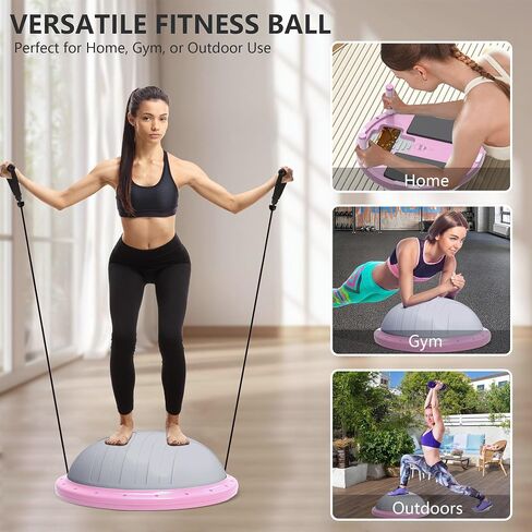 ZPZ Half Balance Ball Trainer ، تمرينات محمولة قابلة للنفخ قابلة للنفخ كرة الثبات مع لعبة التوازن القائمة على التطبيق ، نطاقات المقاومة بيلاتيس ، مضخة القدم ، قاعدة غير قابلة للانزلاق للتدريبات الكاملة للجسم ، صالة الألعاب الرياضية المنزلية وتخزين سهلة (1 in Saudi Arabia