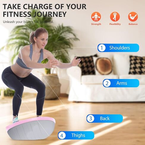 ZPZ Half Balance Ball Trainer ، تمرينات محمولة قابلة للنفخ قابلة للنفخ كرة الثبات مع لعبة التوازن القائمة على التطبيق ، نطاقات المقاومة بيلاتيس ، مضخة القدم ، قاعدة غير قابلة للانزلاق للتدريبات الكاملة للجسم ، صالة الألعاب الرياضية المنزلية وتخزين سهلة (1 in Saudi Arabia