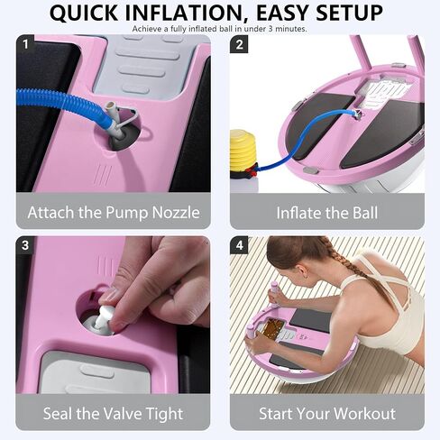 ZPZ Half Balance Ball Trainer ، تمرينات محمولة قابلة للنفخ قابلة للنفخ كرة الثبات مع لعبة التوازن القائمة على التطبيق ، نطاقات المقاومة بيلاتيس ، مضخة القدم ، قاعدة غير قابلة للانزلاق للتدريبات الكاملة للجسم ، صالة الألعاب الرياضية المنزلية وتخزين سهلة (1 in Saudi Arabia