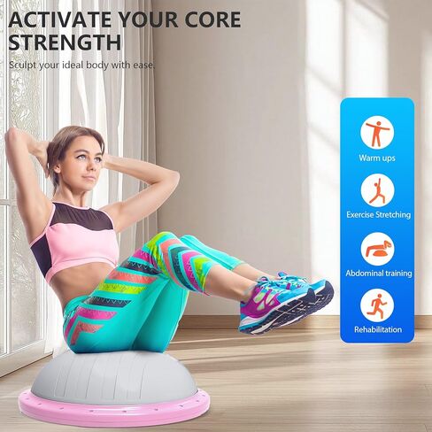ZPZ Half Balance Ball Trainer ، تمرينات محمولة قابلة للنفخ قابلة للنفخ كرة الثبات مع لعبة التوازن القائمة على التطبيق ، نطاقات المقاومة بيلاتيس ، مضخة القدم ، قاعدة غير قابلة للانزلاق للتدريبات الكاملة للجسم ، صالة الألعاب الرياضية المنزلية وتخزين سهلة (1 in Saudi Arabia