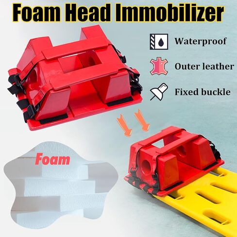 Emergency Stretcher with Safety Straps, Neck Brace & Head Fixator - Waterproof Collapsible Spine Board for Patient Transfer - Complete EMS Medical Backboard Set in Kuwait