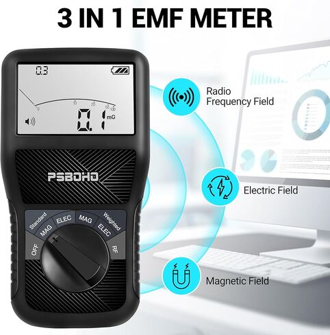 يكتشف متر 3 في 1 EMF المجال الكهربائي (EF) ، حقل تردد الراديو (RF) ، المجال المغناطيسي (MF)-لكاشف EMF المنزلي ، المكتب ، الصيد في الهواء الطلق والأشباح ، عدادات كاشف الإشعاع in Saudi Arabia
