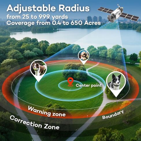 طوق السياج الكلب اللاسلكي GPS ، نظام سياج كهرباء غير مرئي مع وظيفة الذاكرة و 3 أوضاع تدريب ، IPX7 مقاوم للماء وإعادة الشحن مع إشارة الذكاء الذكاء ، دائرة نصف قطرها 25-999 ياردة in Kuwait