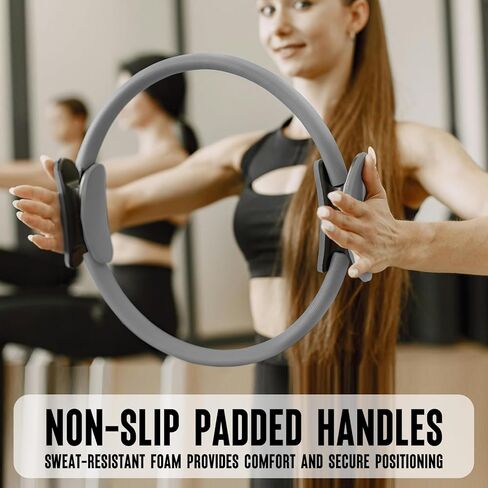 Pilates Ring Fitness Circle 14" Yoga Rings Magic Circle with Dual Padded Handles for Toning Arms, Thighs/Legs & Core，Home Exercise Equipment ﻿ in Saudi Arabia