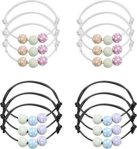 PATIKIL 11mm Soccer Charm Bracelets, 1Set/12Pcs Sports Beads Bracelet Inspirational Wristbands for Teen Adults Sport Theme Party Favors Colorful in Saudi Arabia