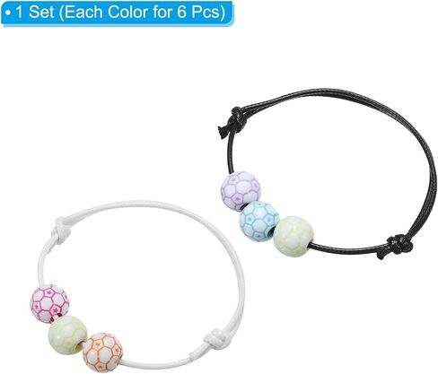 PATIKIL 11mm Soccer Charm Bracelets, 1Set/12Pcs Sports Beads Bracelet Inspirational Wristbands for Teen Adults Sport Theme Party Favors Colorful in Saudi Arabia