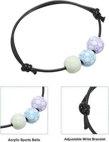 PATIKIL 11mm Soccer Charm Bracelets, 1Set/12Pcs Sports Beads Bracelet Inspirational Wristbands for Teen Adults Sport Theme Party Favors Colorful in Saudi Arabia