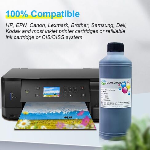 مجموعة ملء حبر الصبغة العالمية لـ HP Canon Brother Lexmark Samsung Dell Kodak Inkjet Printers 6 Color Set 6PCS (BK+CMY+LC+LM) خراطيش متوافقة مع نظام CISS CIS مع 4 محاقن in Kuwait
