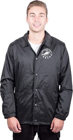 Ultra Game NFL Mens Nylon Waterproof Windproof Coachs Jacket in Saudi Arabia