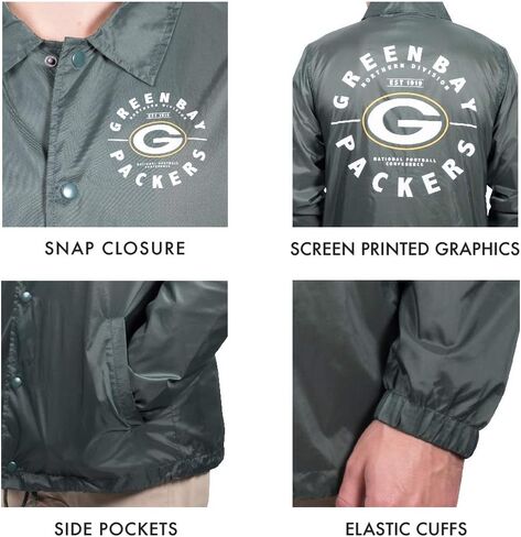 Ultra Game NFL Mens Nylon Waterproof Windproof Coachs Jacket in Saudi Arabia