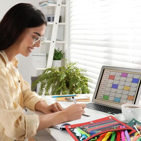 LINCIA 36 PACK PENCIL POCNES FOR 3 RING BINDER مع أكياس قلم رصاص السوستة السوستة ، 6 ألوان ، علبة قلم رصاص مع نافذة صافية مزدوجة على الوجهين للوازم المكتبي (المعكرونات) in Kuwait