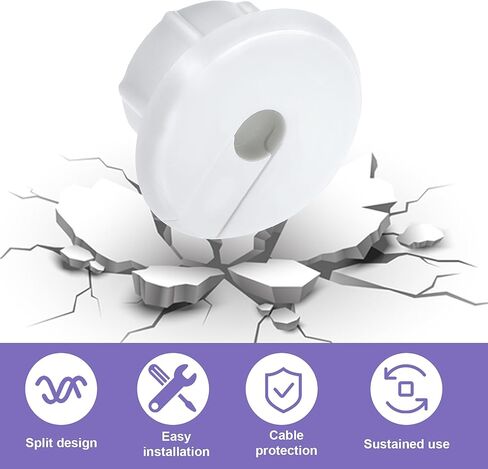 4Pcs Wall Cable Pass Through Grommet, 1'' Plastic Cable Feed Through Bushing, Compatible Wall Hole Cable Routing Kit, Cords Hole Covers Wall Bushing Grommet for Cables Wires Furniture (White) in Kuwait