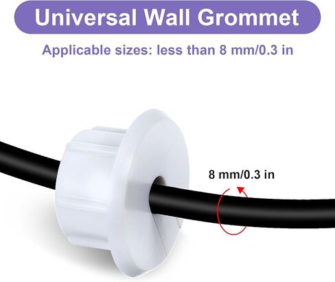 4Pcs Wall Cable Pass Through Grommet, 1'' Plastic Cable Feed Through Bushing, Compatible Wall Hole Cable Routing Kit, Cords Hole Covers Wall Bushing Grommet for Cables Wires Furniture (White) in Kuwait