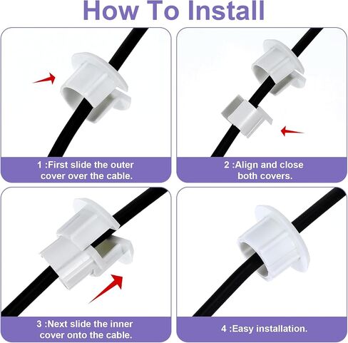 4Pcs Wall Cable Pass Through Grommet, 1'' Plastic Cable Feed Through Bushing, Compatible Wall Hole Cable Routing Kit, Cords Hole Covers Wall Bushing Grommet for Cables Wires Furniture (White) in Kuwait