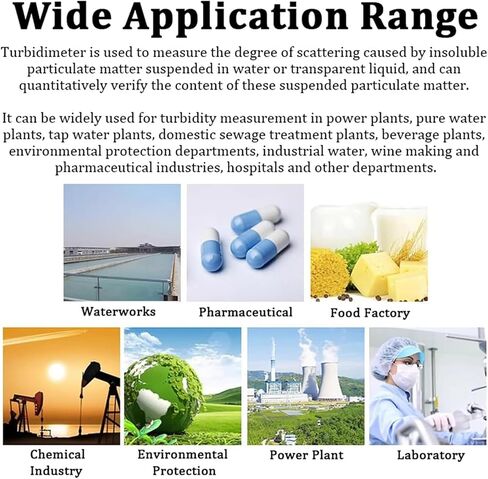 Portable Turbidity Meter Kit, Handheld Digital Turbidity Meter, 90°Scattered Light, Measuring Range 0-200 NTU, for Swimming Pools, Water Plant Laboratories, Aquaculture Industries in Saudi Arabia