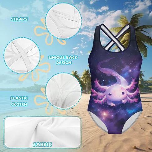 WELLFLYHOM Girls Bathing Suits Size 5-14 One Piece Cross Back Swimsuit Sleeveless Full Coverage Swimwear for Beach Swimming in Saudi Arabia