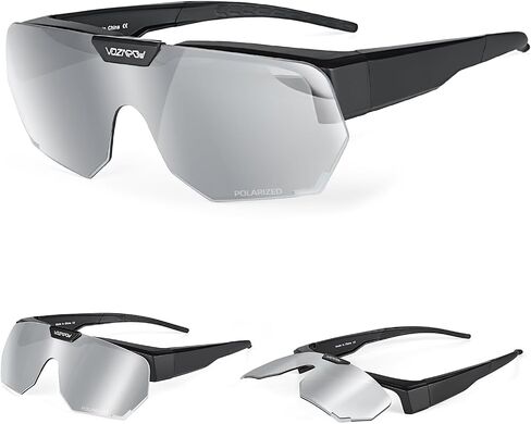 Polarized Sunglasses over Prescription Glasses Flip up Sports Sunglasses for Men Women Oversized UV Protection Shades in Kuwait