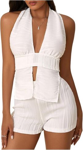 الملابس المكونة من القطاعين للسيدات مثيرة مثيرة مقطوعة من أعلى الرسن والسرات القصيرة in Kuwait