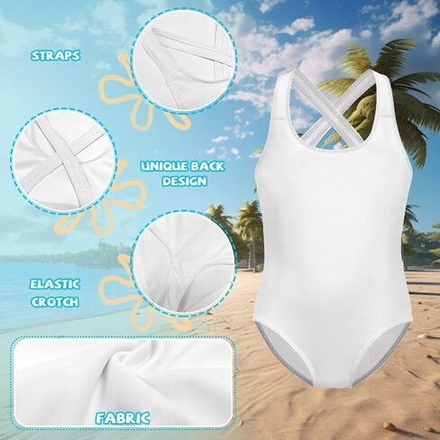 WELLFLYHOM Girls Bathing Suits Size 5-14 One Piece Cross Back Swimsuit Sleeveless Full Coverage Swimwear for Beach Swimming in Saudi Arabia