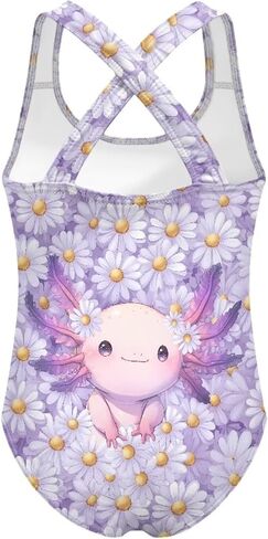 WELLFLYHOM Girls Bathing Suits Size 5-14 One Piece Cross Back Swimsuit Sleeveless Full Coverage Swimwear for Beach Swimming in Saudi Arabia