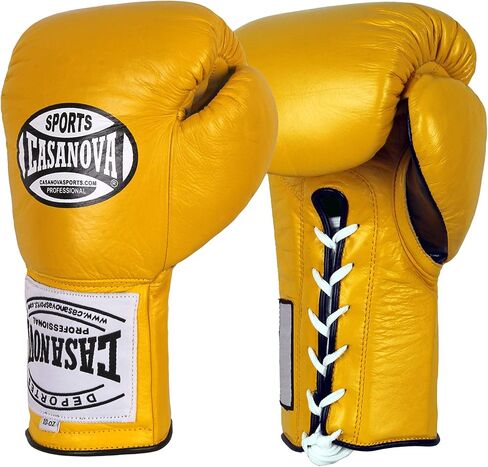 Casanova Boxing® Professional Lace-Up Boxing Gloves (أصفر) (10 أوقية) in Saudi Arabia