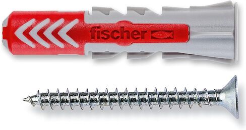 Fischer 544017 25 Duopower Dowels with Screw, 8 x 40 mm, for Full Wall, Perforated Brick, Plasterboard, Grey, Set of 25 Pieces in Saudi Arabia