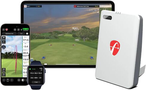 FlightScope Mevo Gen2 شاشة إطلاق الجولف المحمولة ومحاكاة مع 18 معلمات بيانات التأرجح ، والكاميرا المواجهة الأمامية ، و 8 E6 محاكاة مع نظرة عامة على GPS و Tracer Shot | داخلي وخارجي in Saudi Arabia