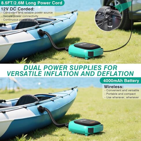 Agptek Paddle Board Pump Electric SUP مضخة SUP قابلة لإعادة شحن البطارية مدتها 20PSI PORTIBLE SUP PUMP ، موصل السيارات 12 فولت DC ELECTRON in Saudi Arabia