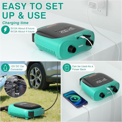 Agptek Paddle Board Pump Electric SUP مضخة SUP قابلة لإعادة شحن البطارية مدتها 20PSI PORTIBLE SUP PUMP ، موصل السيارات 12 فولت DC ELECTRON in Saudi Arabia