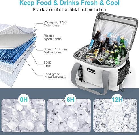 Paddle Board Cooler, Waterproof SUP Cooler Bag with TPU Zipper, Durable PVC Material, 26L Capacity Fits 42 Cans, Paddle Board Accessories for Stand-Up Paddleboard, Beach, Camping, Kayaking in Kuwait