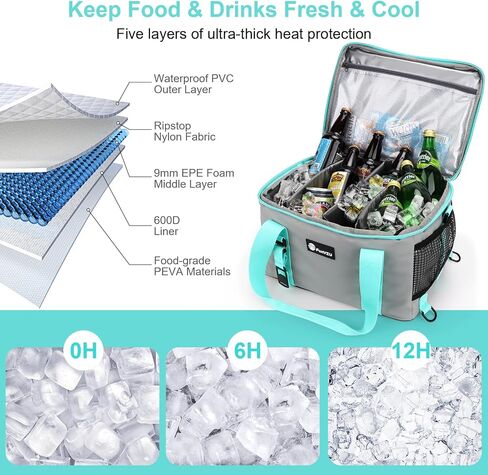 Paddle Board Cooler, Waterproof SUP Cooler Bag with TPU Zipper, Durable PVC Material, 26L Capacity Fits 42 Cans, Paddle Board Accessories for Stand-Up Paddleboard, Beach, Camping, Kayaking in Kuwait